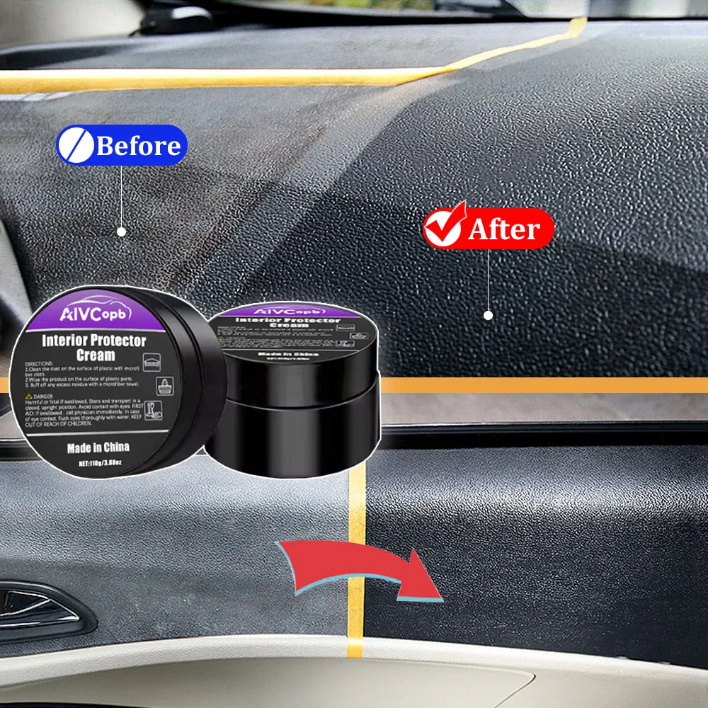Автомобильный восстановитель пластика, кристально чистый автомобильный интерьер, обновление кожи и панели, восковое покрытие, средство обратно в черный глянцевый автомобильный воск-лак