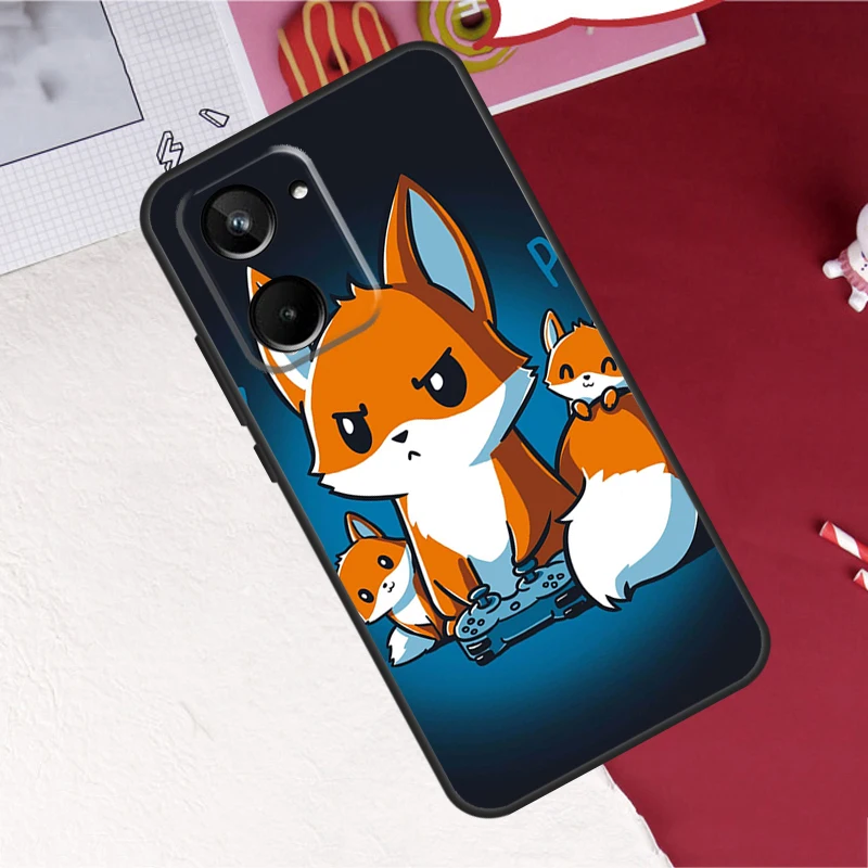 أنيمي مضحك الثعلب ل Realme 8 9 10 برو زائد 9i C11 C15 C30 C31 C35 C21Y C25 GT Neo 5 3 2 2T 3t ماستر