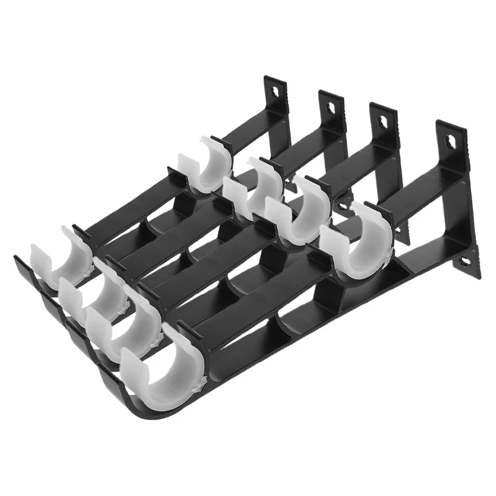 

4pcs Curtain Double Rod Brackets Black Iron Base Wall Mount Holder Easy Installation Practical Window Treatment Accessories