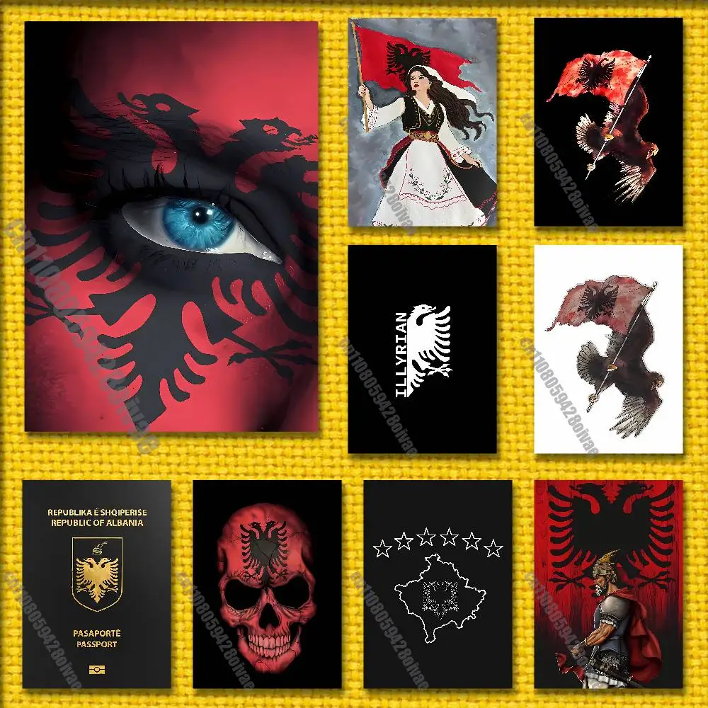 

Illyrian Albania Map Logo Eagle Passport Poster Wall Sticker Suitable For Bedroom 30x40cm Self-adhesive Fans Playbill Case