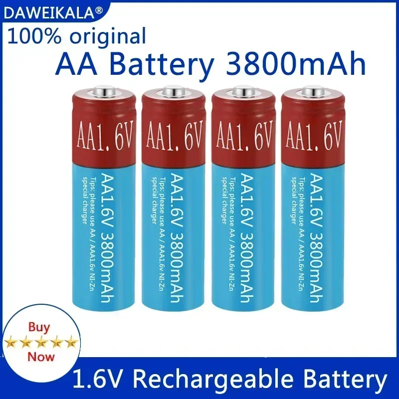 AA Battery 1.6V NiZn 3800mAh Rechargeable AA battery 1.6V Battery for toys MP3 Solar Lights Camera MP4 RC car