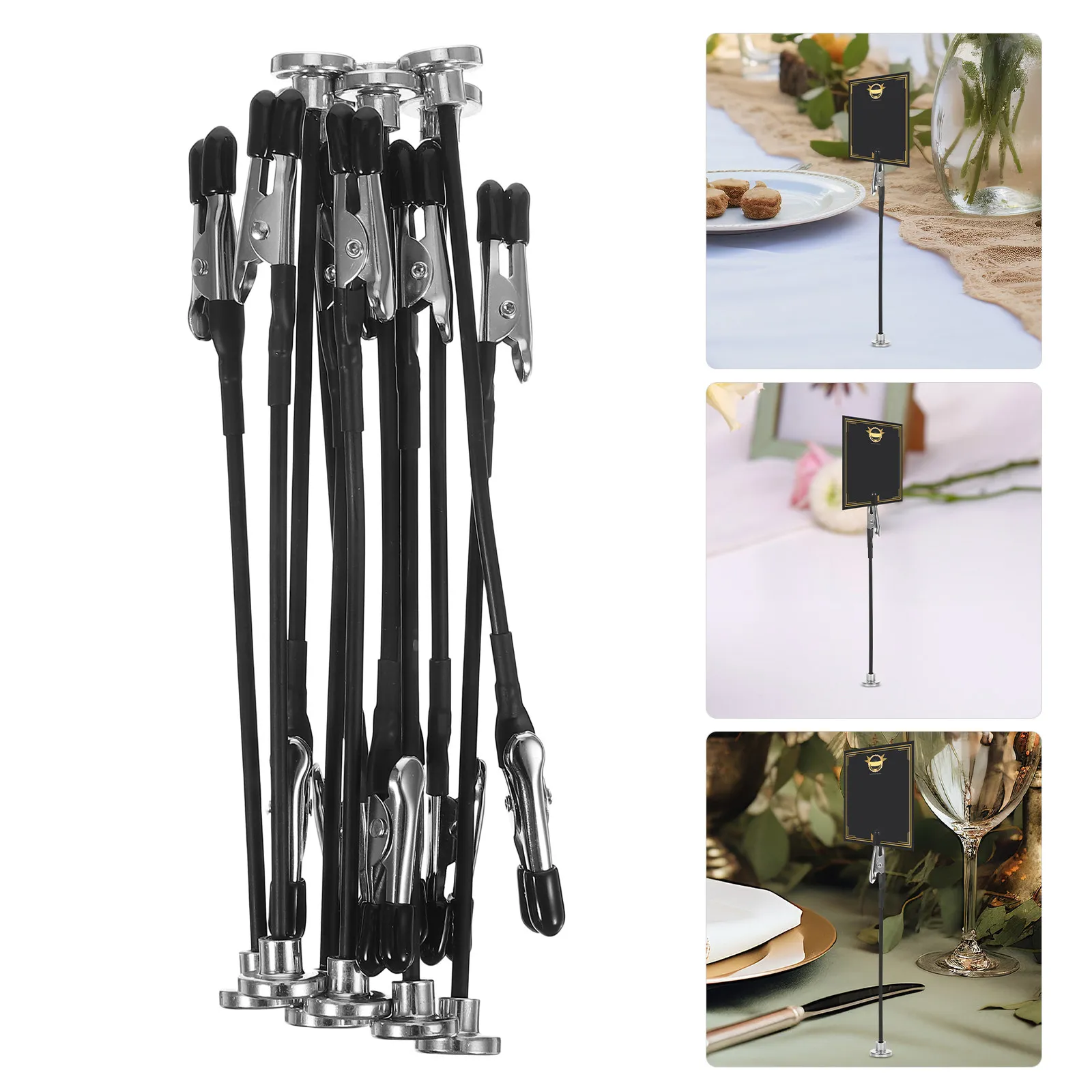 12Pcs Metal Alligator Clip Stands Flexible Magnetic Base Desktop Sign Card Photo Display Holders
