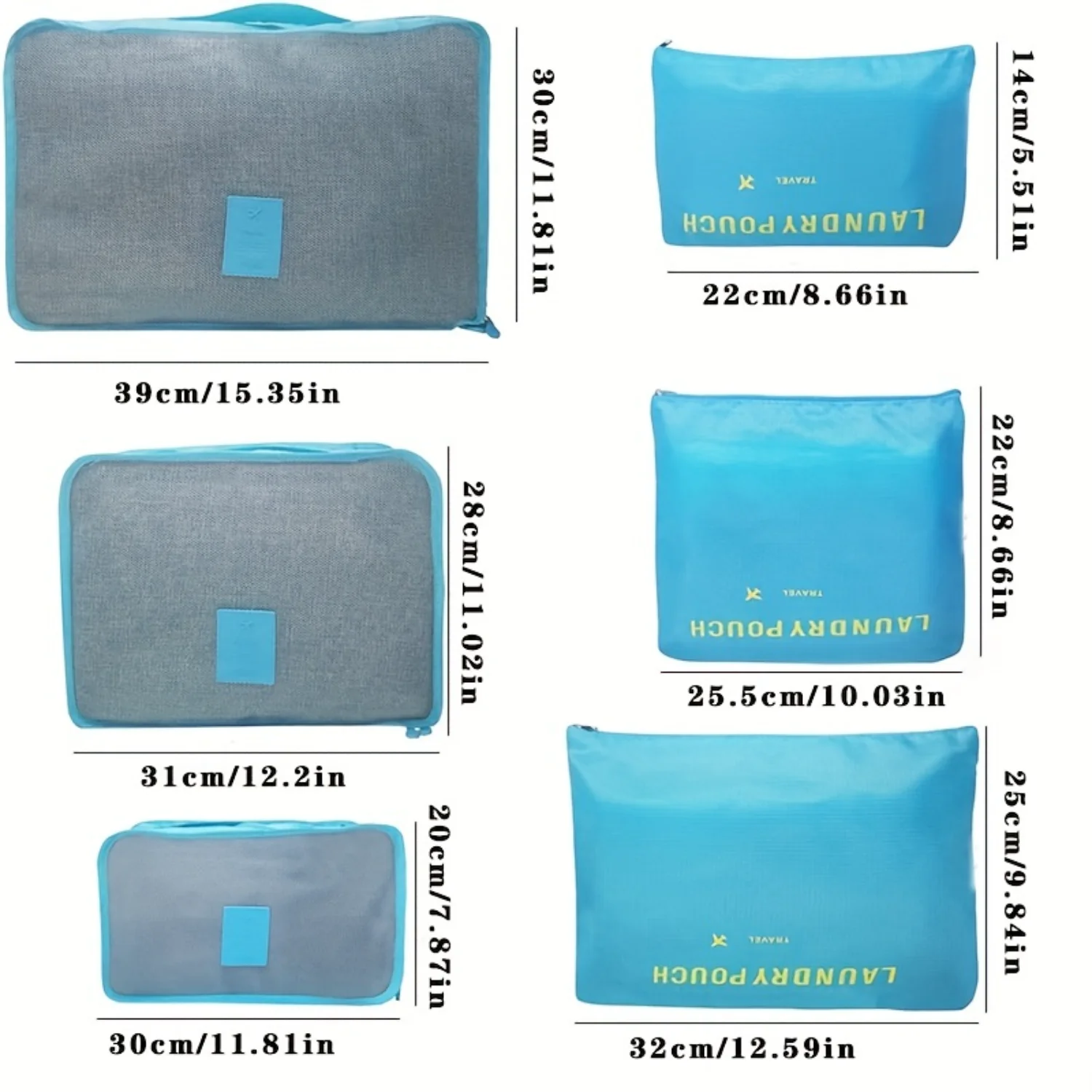 6pcs Simple Solid Color Travel  Bag, Clothing  Bag, Dry And Wet Separate  Bag, Cosmetic Bag Wash Bag Toiletry Bag For Travel, Pa