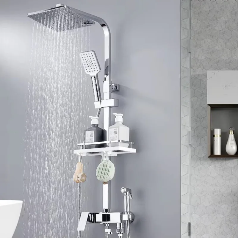 

Deluxe Thermostatic Shower Head Set Hot and Cold Shower Mixing System Wall Mounted High Pressure Rain Shower Set