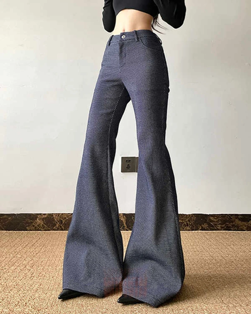 

2025 Black Women's Jeans Y2K Vintage High Waisted Straight Trouser American Streetwear Loose Girl Clothing Wide Leg Denim Pants