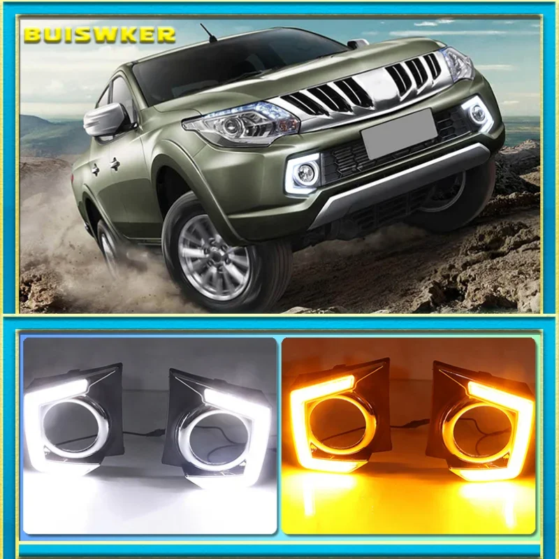 

2Pcs Car LED Daytime Running Light DRL Lamp For Mitsubishi Triton L200 2015 2016 2017 2018 Dimming Function Fog lamp