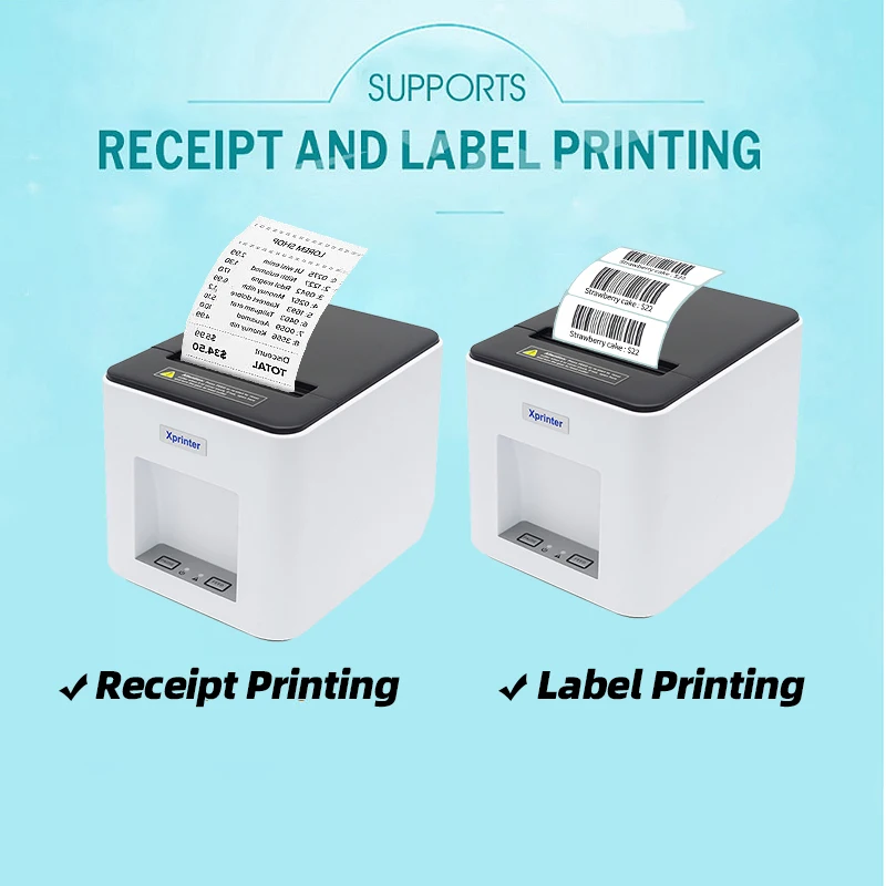 Xprinter 361B Thermal Label Printer Barcode Sticker Receipt Printer Support 20-80mm 2 In 1 Print Machine for Android iOS Windows