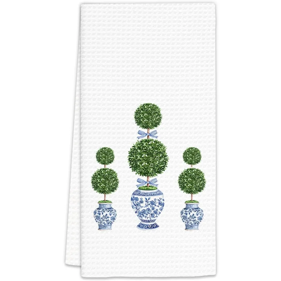 

Синие и белые фарфоровые кухонные полотенца в стиле шинуазри Декор Синие и белые кухонные полотенца Топиарные деревья Декоративные полотенца для рук для B