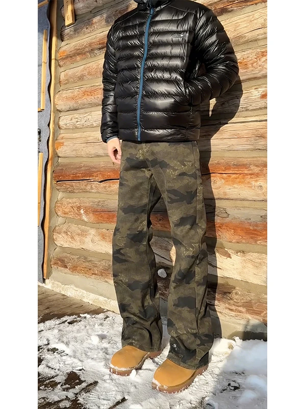 

American Sle Retro Camouflage Fce Lined Straight Leg Jeans Slim Fit High Street Wide Leg Men's Casual Denim Pants