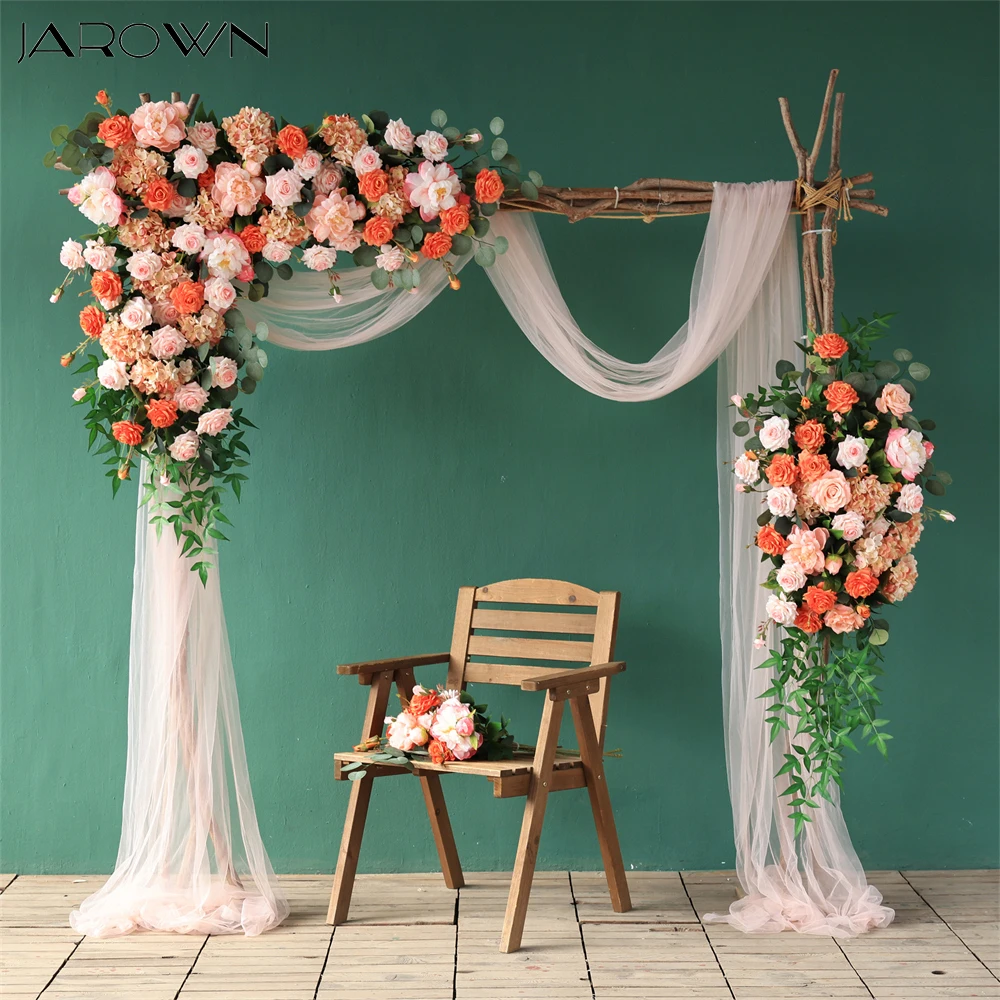 Luxury Wedding Floral Arrangement Pink Orange Series Hydrangea Peony Corner Flowers for Event Party Arch Backdrop Decoration