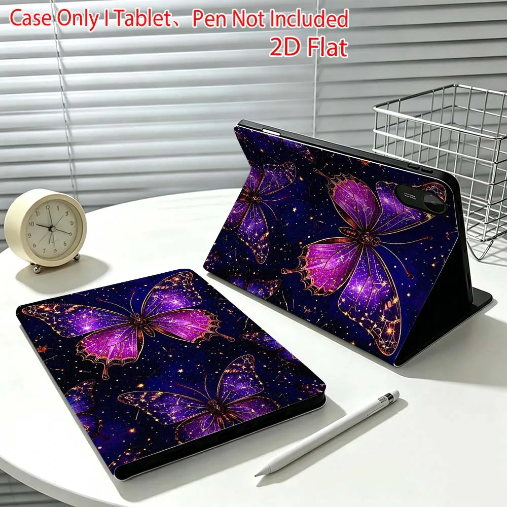 Purple Beautiful Butterfly For Xiaomi Poco Redmi Pad 8 2 4 C1 6 6S 7 7S SE 9.7 14 11 11.2 Inch Pen Tray Tablet Case Fashion