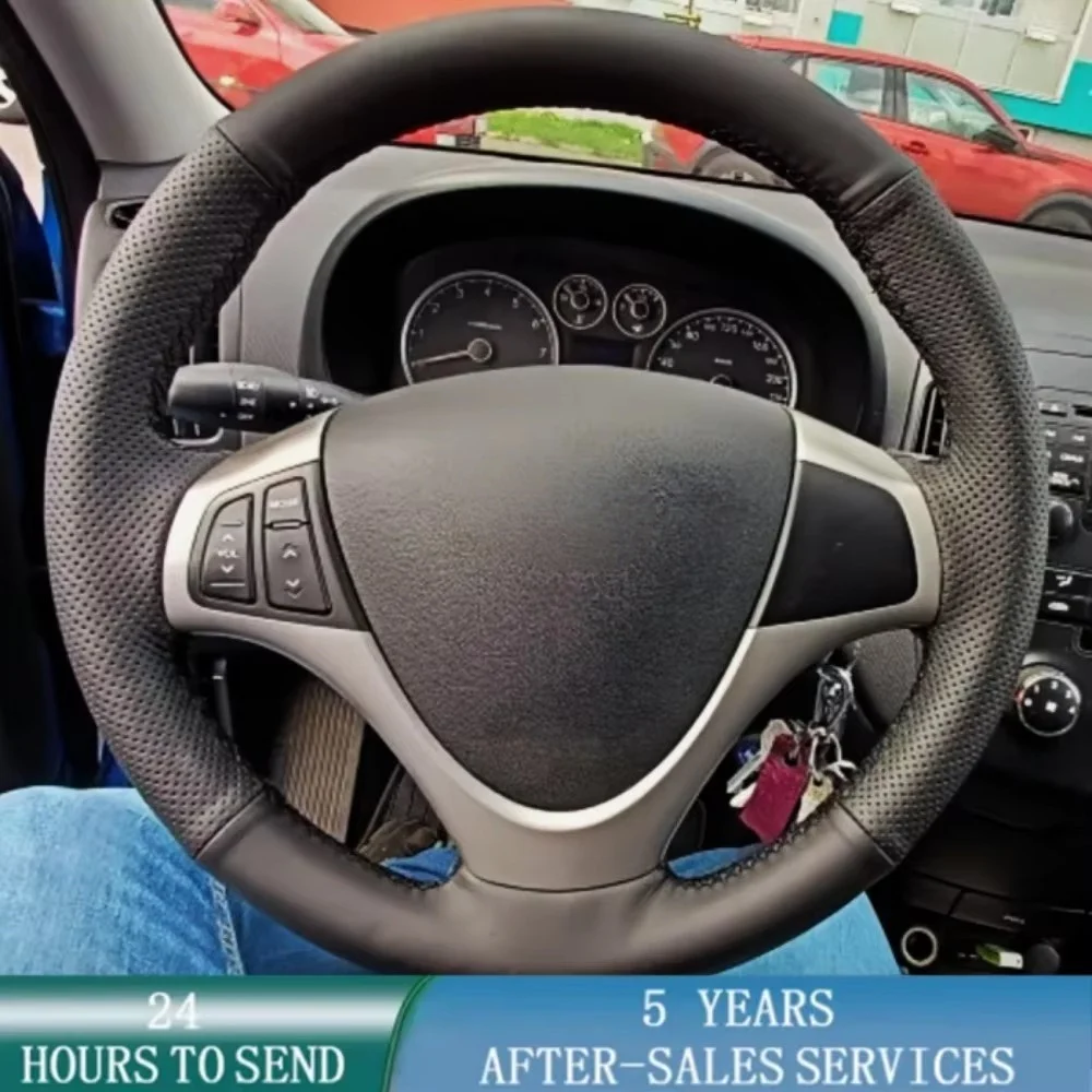 Acessório Automotivo Personalizado: Capa de Volante Trançada Costurada à Mão em Couro Microfibra para Hyundai I30 (2008-2010)
