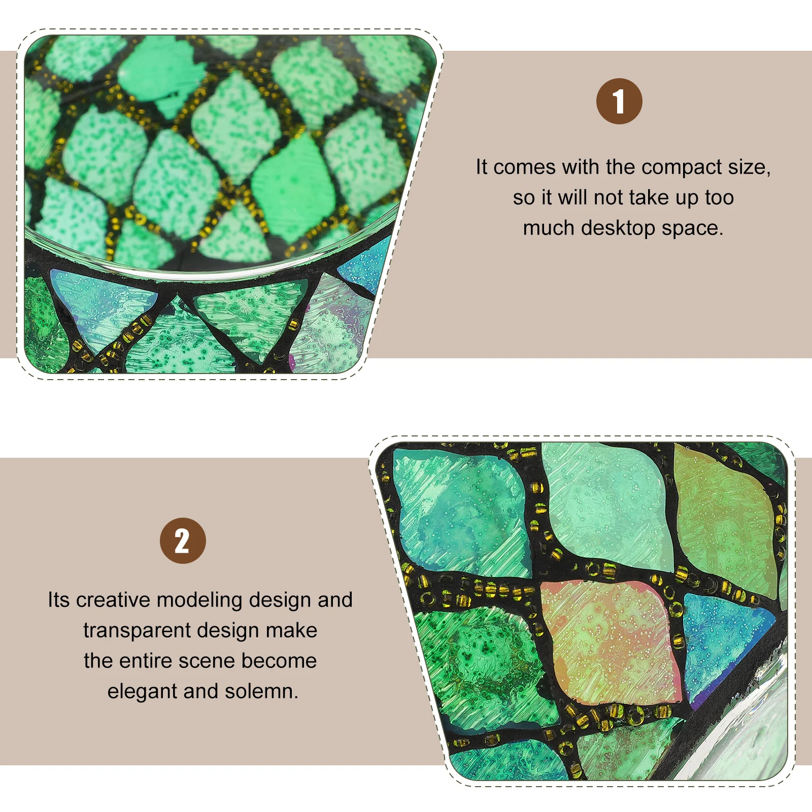 

Romantic Mosaic Glass Holder Bowl Shape Decorative Tealight Holder for Home Bedroom Living Room Table Centerpiece