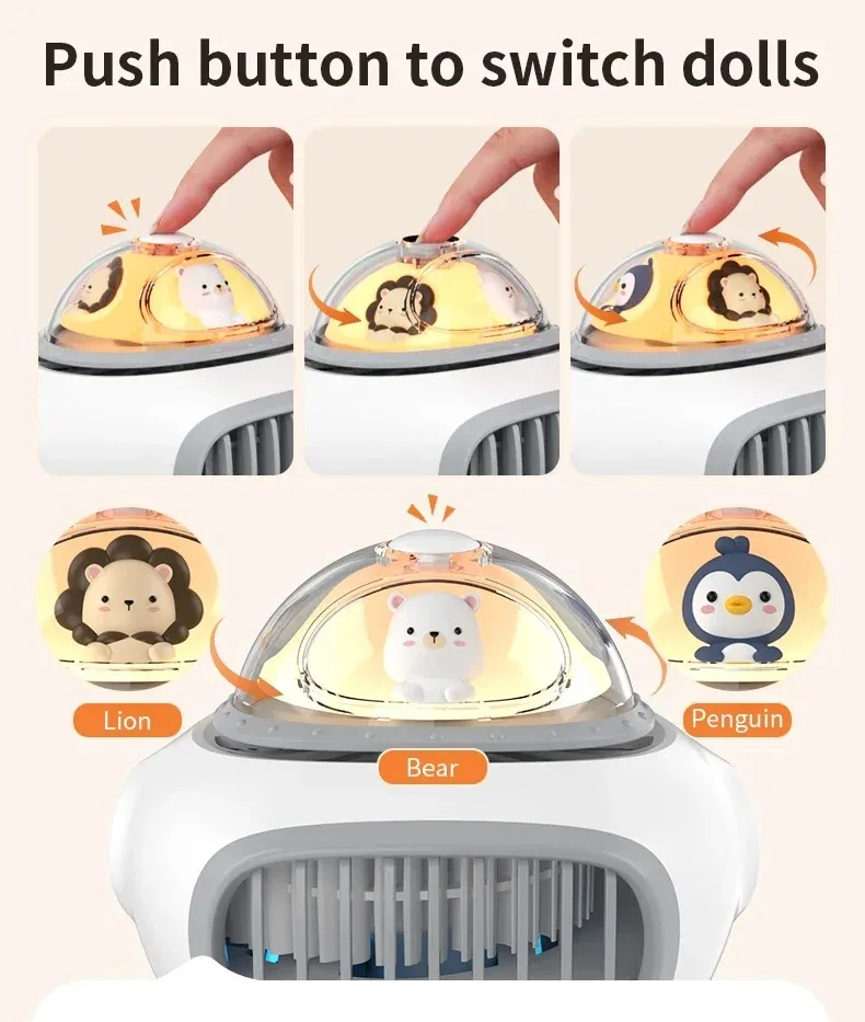 عربة أطفال محمولة بمشبك مروحة قابل لإعادة الشحن مدمج في 4 تهويدات قابلة للاستخدام الخالية من الشفرة للأطفال سكوتر مروحة الأخطبوط الصغيرة في الهواء الطلق #2