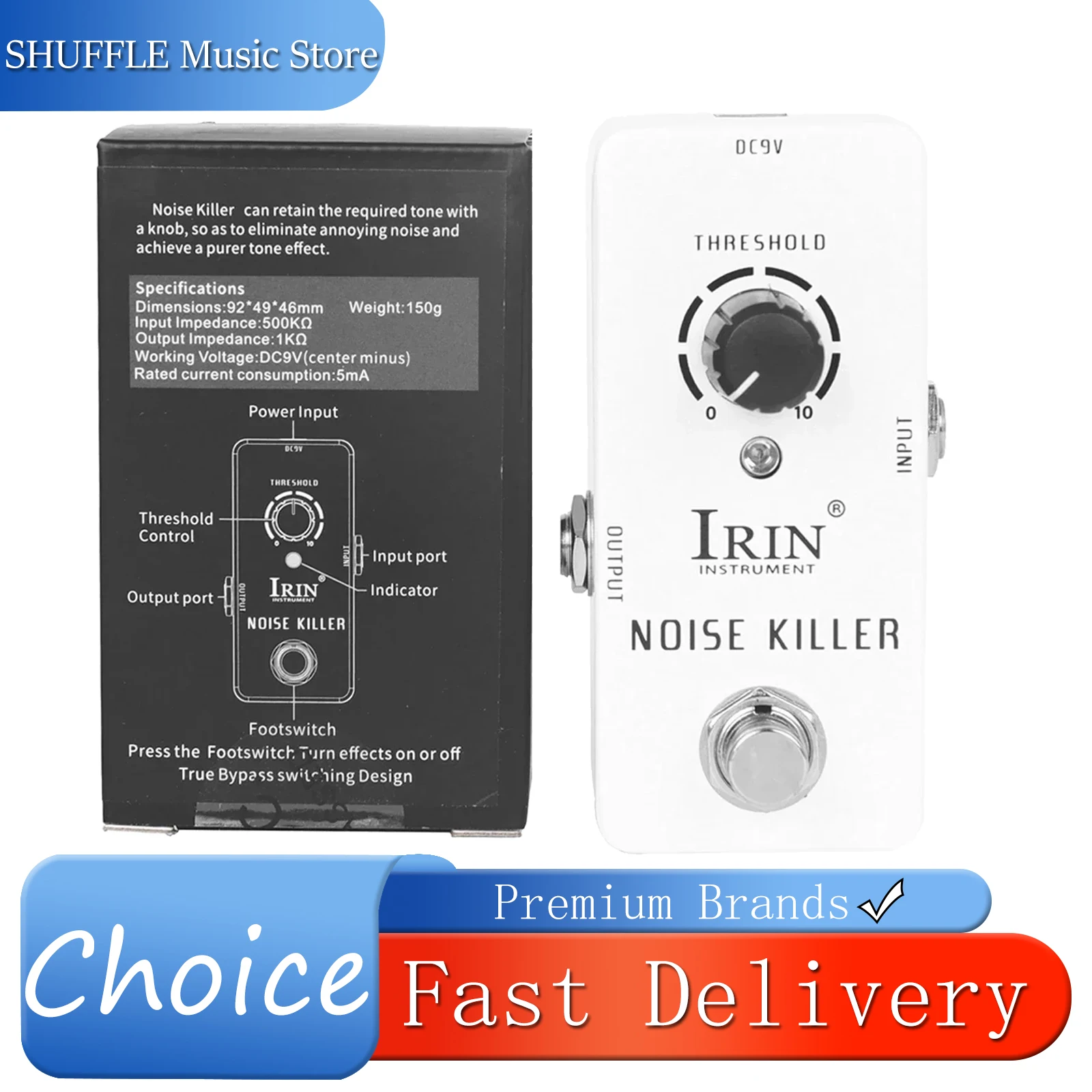 

Эффект-педаль IRIN Noise Killer для электрогитары: устранение шумов, сохранение желаемого звука, True Bypass, RS-15, запчасти для гитары