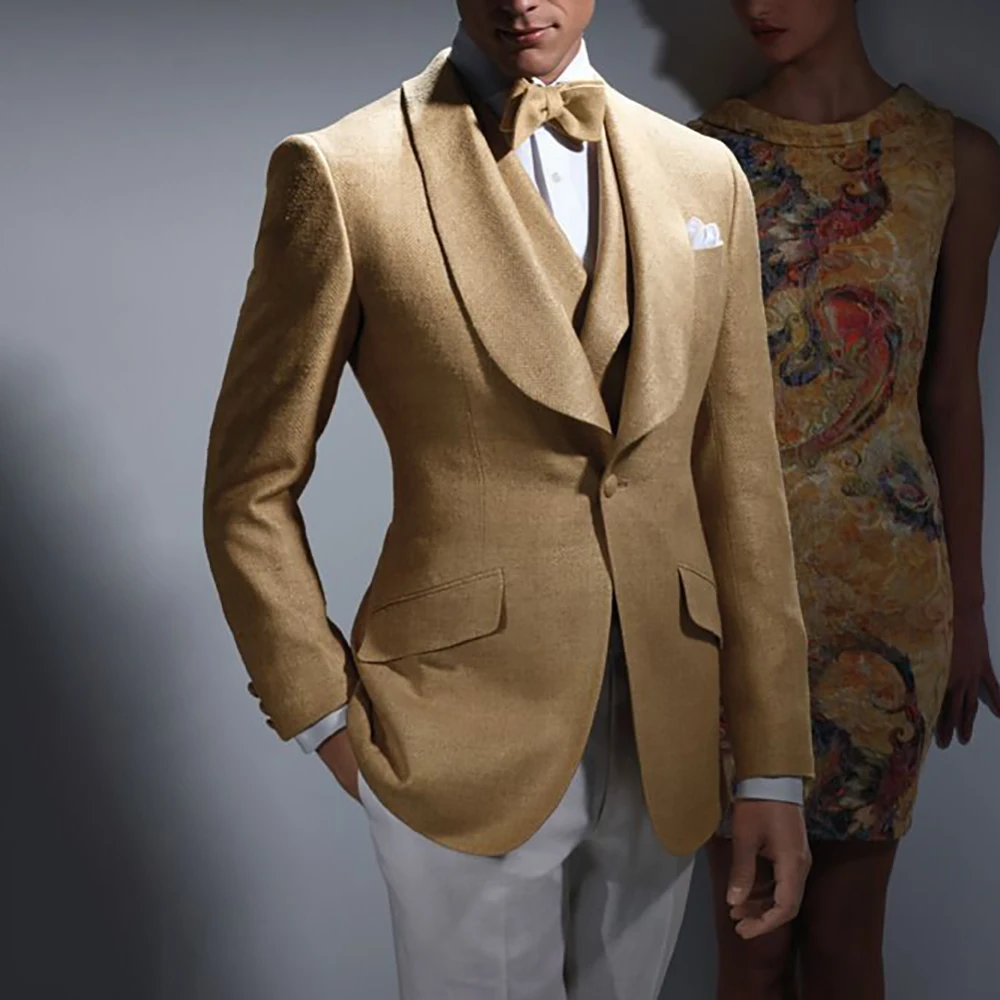 

Slim Fit Men's Suit 3Piece(Blazer+Vest+Pants) Single Button Shawl Lapel Set Wedding Guest Outfit Business Formal Party Wear