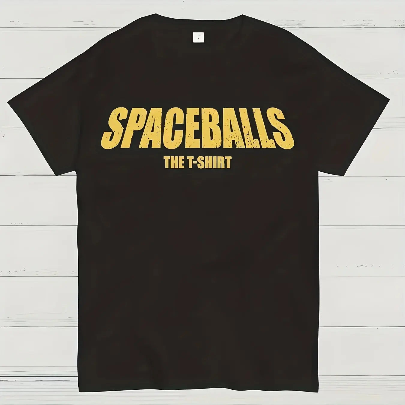 Camiseta con Estampado de la Película Spaceballs para Hombre, con Letras Doradas, Manga Corta Informal, Tejido de Punto Cómodo para Atuendo Informal
