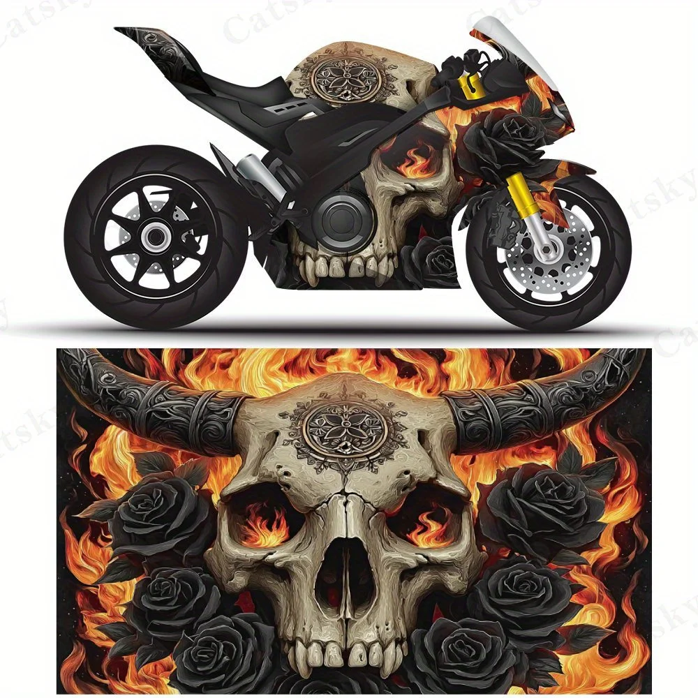 

Horn skeleton PVC material self-adhesive waterproof motorcycle car sticker, paste firm and anti-wear, waterproof and sun-resista