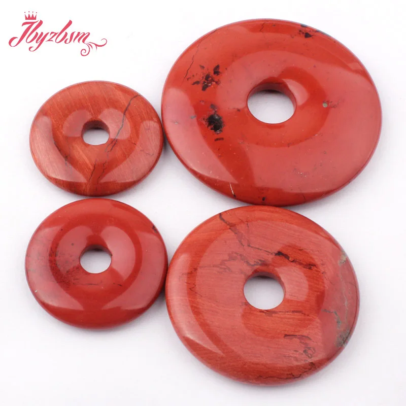 30,40,50mm Donut Red Jaspers Natural Stone for DIY Accessories Bracelet Necklace Pendant Charms Jewelry Making Components 1 Pcs