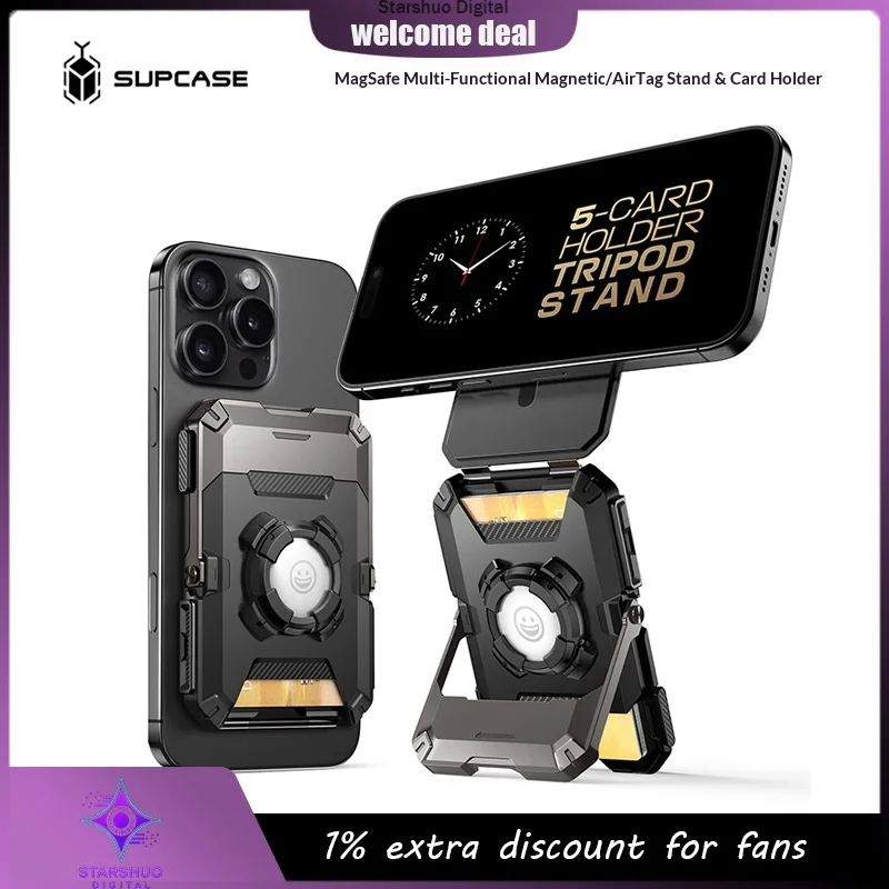 

SUPCASE Сильный магнитный складной держатель для телефона Металлический держатель для карт Подставка для хранения Anti-Lost Настольная вертикальная подставка Многофункциональная
