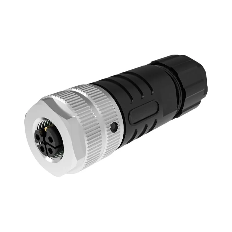 Power Type M12-L-5 Core Assembly Screw Crimp Waterproof Connector L Code Aviation Plug 4+PE