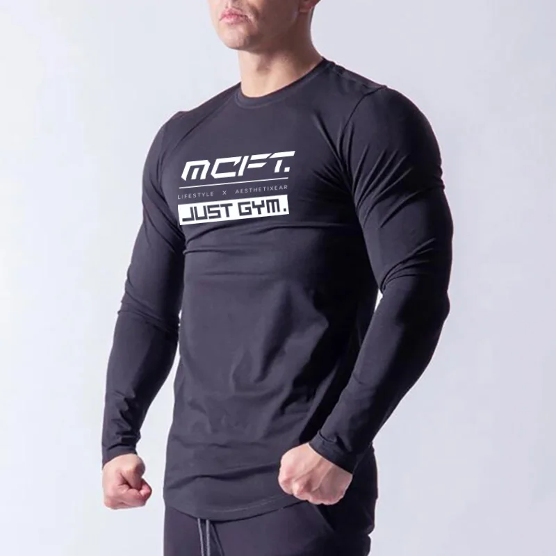 Muscle Guys Fitness cotone manica lunga Sport t-Shirt palestra Running Bodybuilding Training abbigliamento sportivo autunno inverno camicia