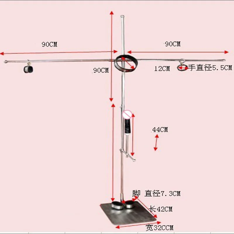 Stainless Steel Heavy Duty BDSM Bondage Spreader Bar Frame  Device Slave Plug Standing Restraint Rack Punishment Sex Toys