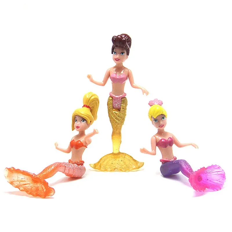 different 8pcs Polly pocket Snow White long hair princess Anna and aisha mermaid princess girl's toy belle