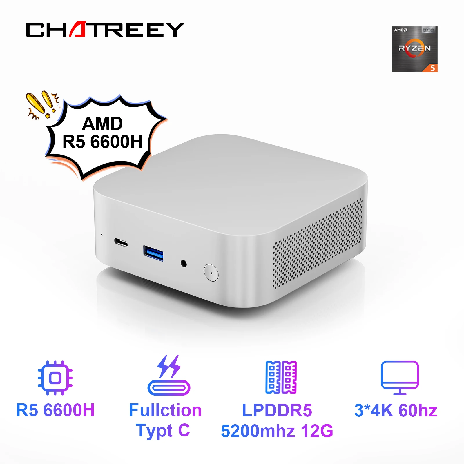 Mini PC Chatreey IT12M 1215U/6600H WIFI6 Windows 11 Ultra Small