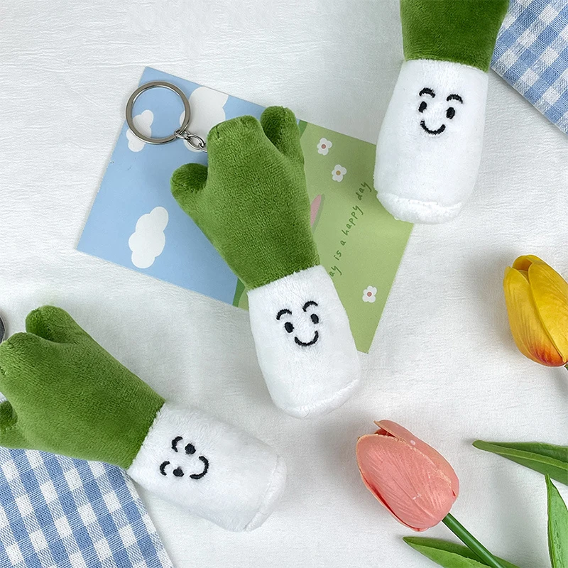 Cartoon Funny Plush Doll Vegetable Keychain Schoolbag Accessories Ginger And Green Onions Chili Toys Key Chain