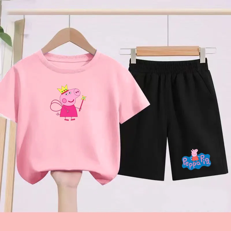 

Children's Sports Set, Short-sleeved Summer Creative Cartoon Animation Pattern Set, T-shirt + Shorts, Children's Summer Gift