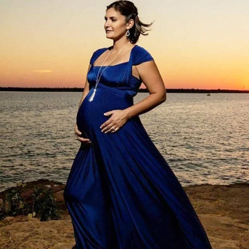 Maternity Photography Dress Maternity Belt Multi-tie Elegant  Baby Shower Dress Sexy V-neck Maternity Evening