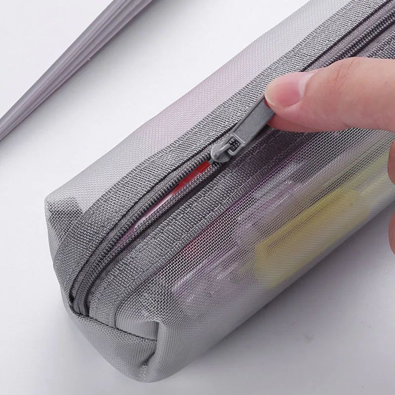 Mesh-Federmäppchen, transparent, Stifte-Beutel, niedlich, einfach, ästhetisch, Tasche, Organizer, Büro, Schulbedarf für Studenten, Schreibwaren – Detail 5