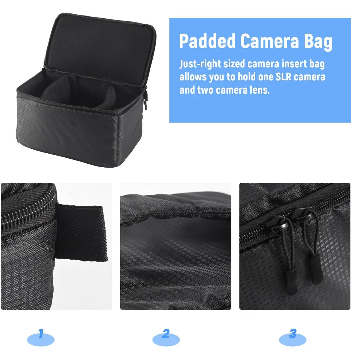 ABAN Housse de protection universelle rembourrée pour appareil photo reflex numérique (noir)