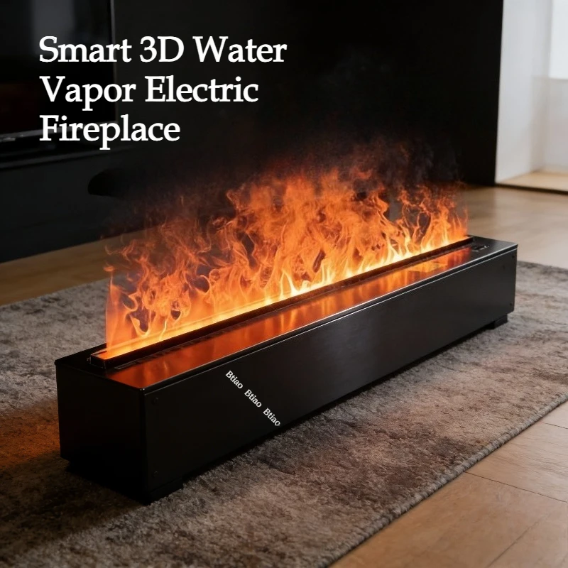 80cm Large Water Vapor Electric Fireplace, Fireplace Console Built-in Steam Fireplace with Crackling Sound & Colorful Flames