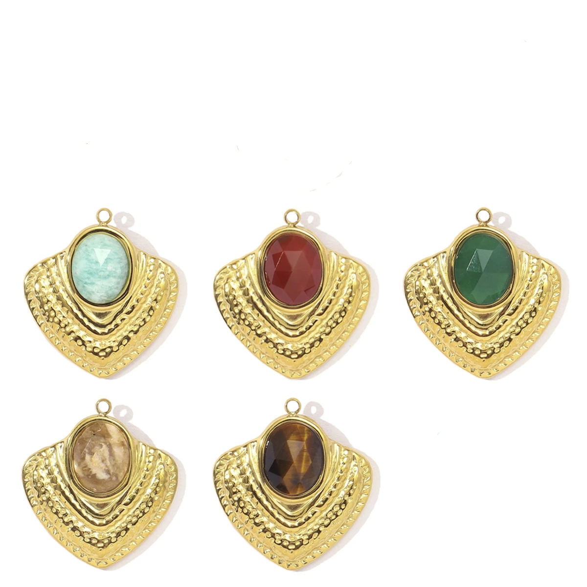 

3Pcs/Lot Stainless Steel Natural Stone Charms Geometry Pendants For DIY Making Bracelet Necklace Jewelry Accessory Wholesale