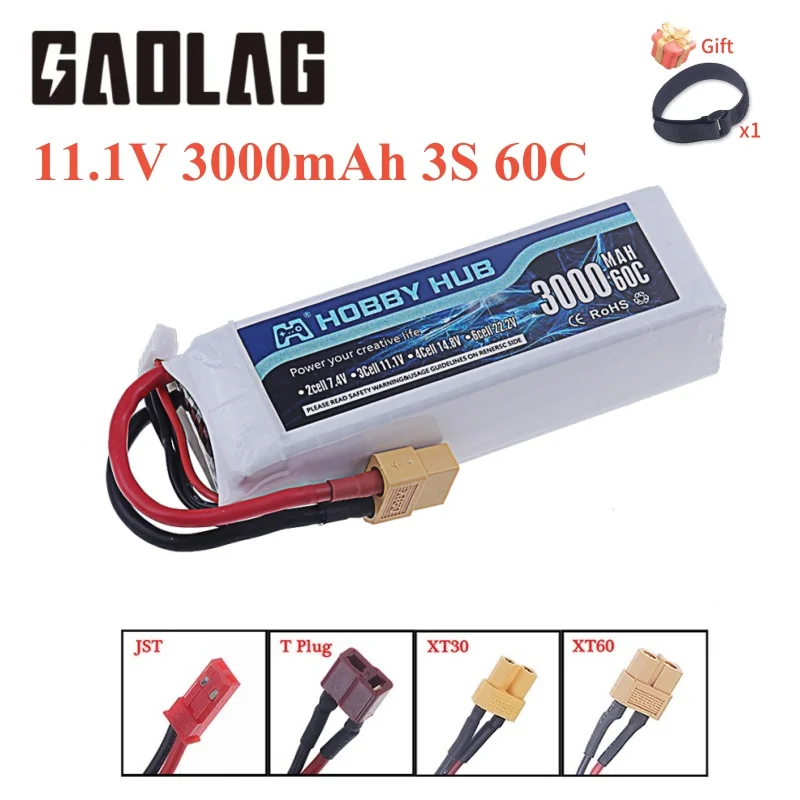 

3s 3000mAh 11.1V 60C LiPo Battery For RC Helicopter Aircraft Quadcopter Cars Airplane 11.1V 3S Battery With T JST XT30 XT60 Plug