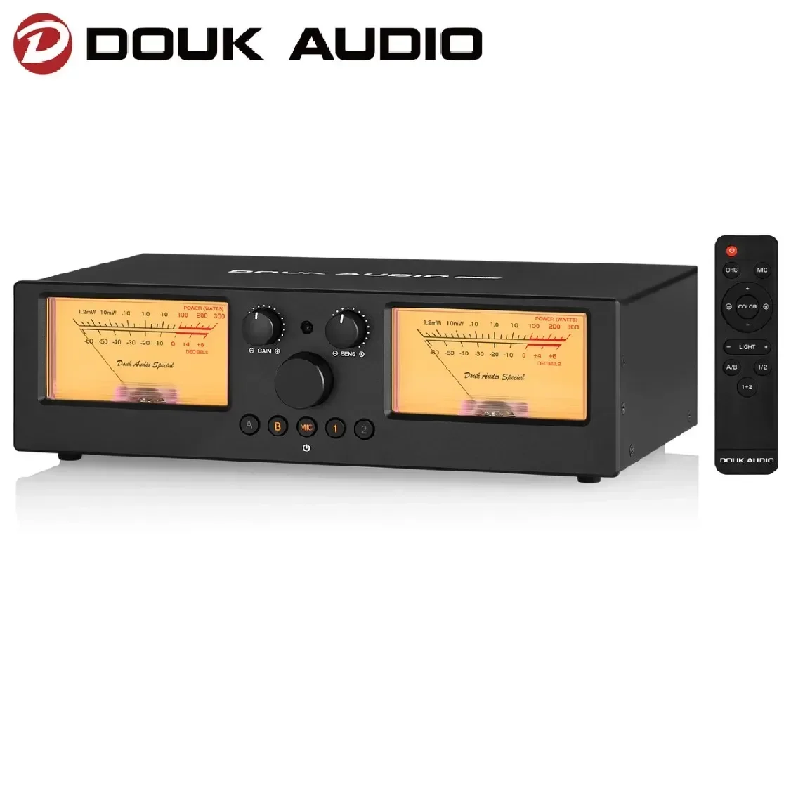 Douk Audio VU3PRO Amplifier/Speaker Selector with VU Meter 2-IN-2-OUT Switcher Box