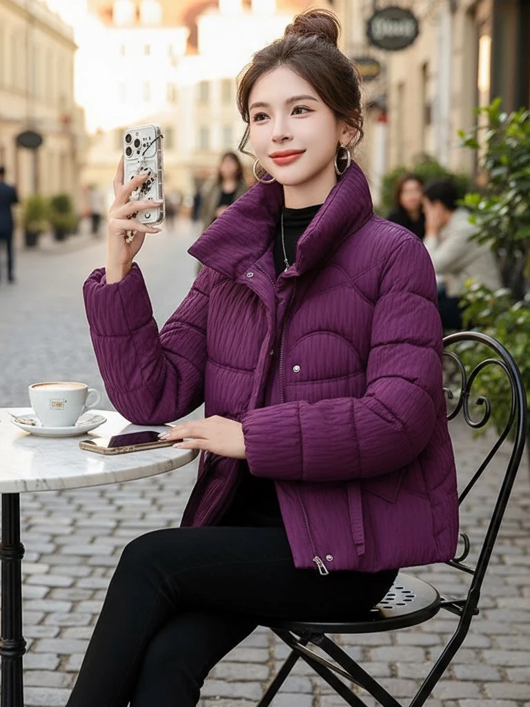 

Trendy ort Puffer Jaet Women's Loose Fit Warm Cotton Coat Winter New Sle Sweet Sle Faionable for Petite Ladies