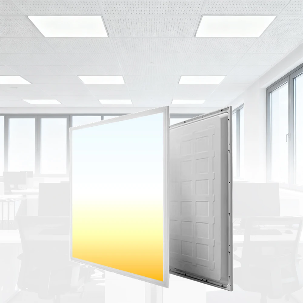 Commercial 2x2ft Light Emitting Diode Flat Panel, 40W 5CCT Backlit Die Cast Aluminum Ceiling Light for Offices and Schools