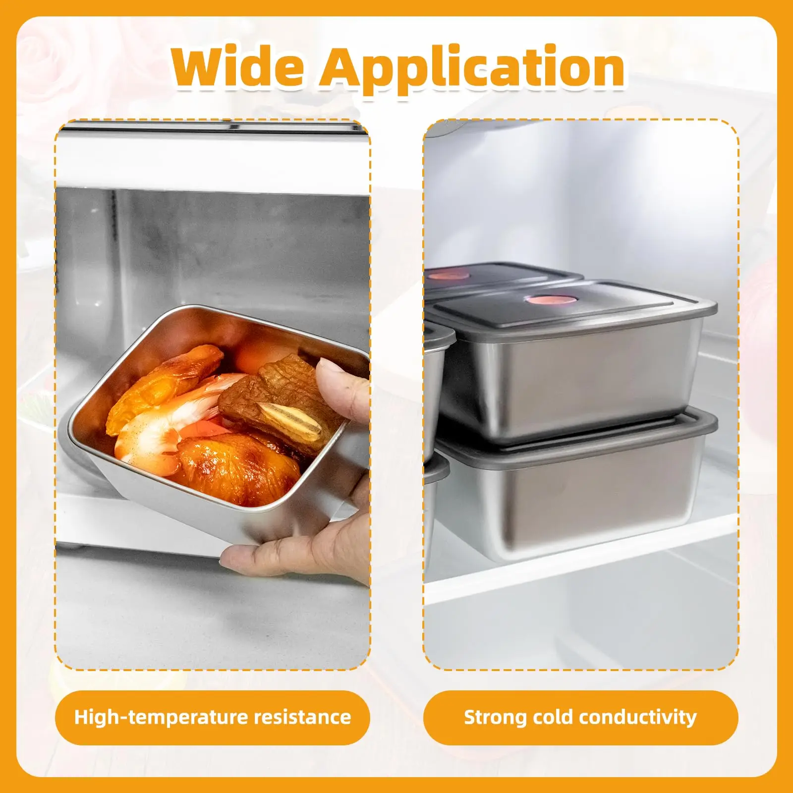 Stainless Steel Camping Lunch Box Sealed Leak-proof Bento Box Microwave Suitable Large Capacity Refrigerator Freezer Storage Box view 3