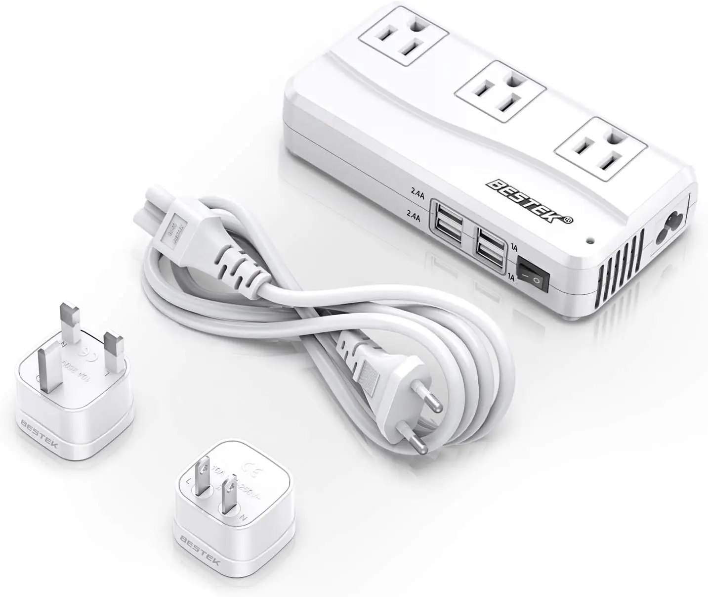 

Universal Travel Pter 220V To 110V Voltage Converter With 6A 4-Port Usb Charging And Uk/Au/Us/Eu Worldwide Plug Pter