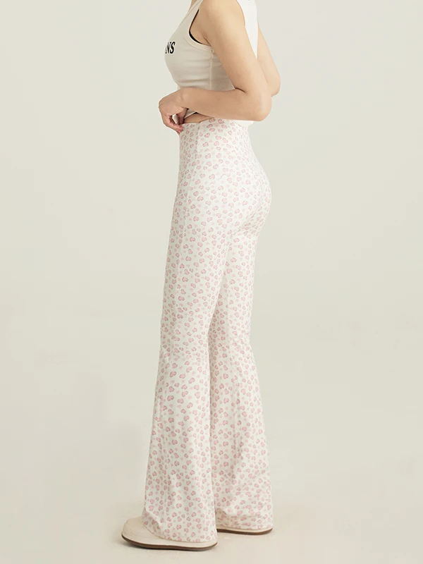 

High Waist Casual Sports Yoga Pants Women's Bootcut Pants Pear ape Body Print Micro Flared Pants Autumn Season Ladies Trousers