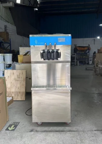 220V Air Cooled Floor Model Soft Serve Ice Cream Machine Wooden Case Frozen Yogurt Machine 30-35 Liters