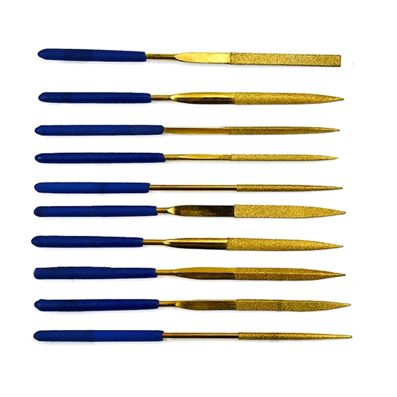 

HOT SALE 10Pcs Titanium Diamond Coating Needle Flat File Set Metal Working Craft Tool Titanium Coated Diamond Assorted Files