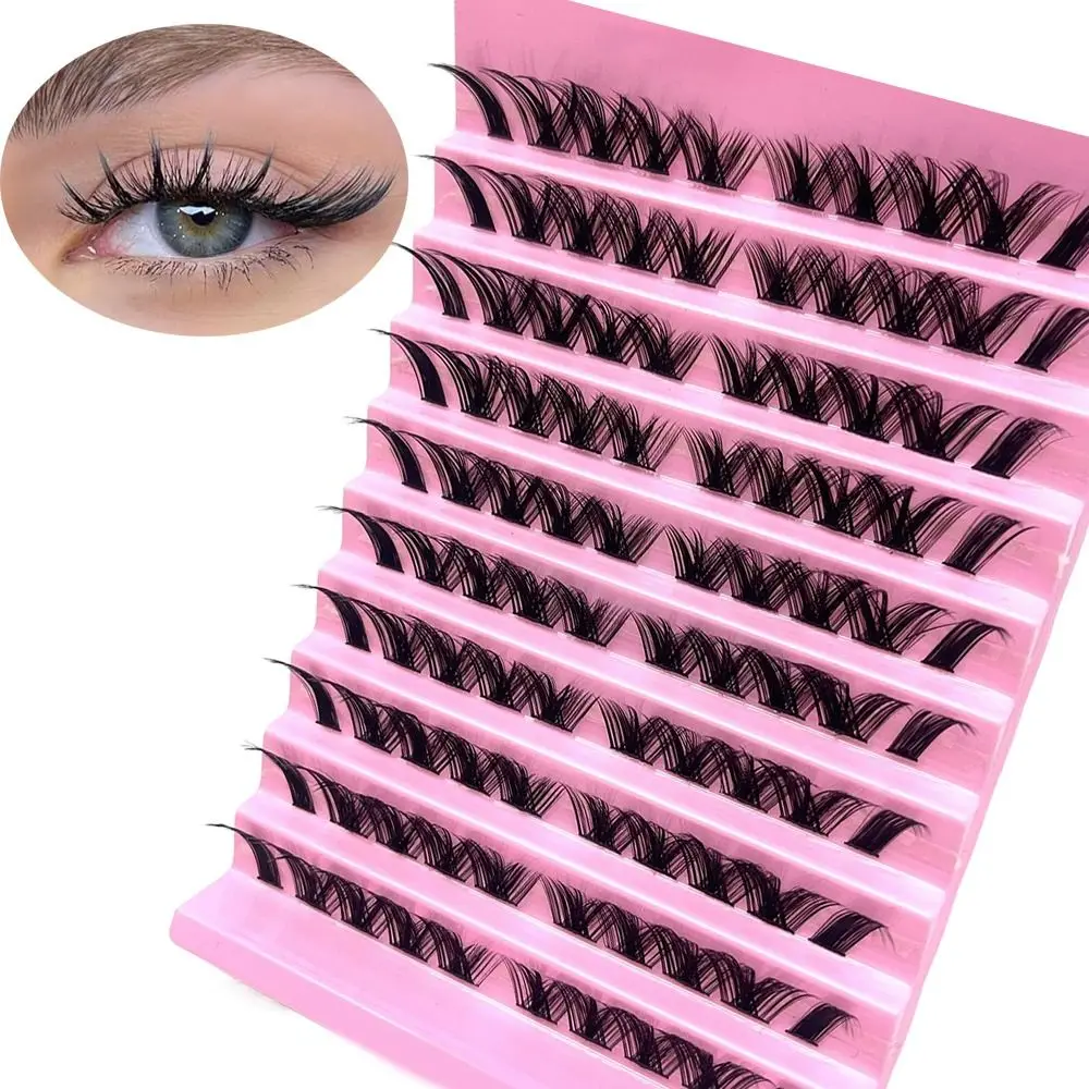 10 Rows 3D Cat Eye Cluster Lashes Manga Fox Eyelash DIY Individual Lashes Self Application Mixed Length False Eyelashes at Home