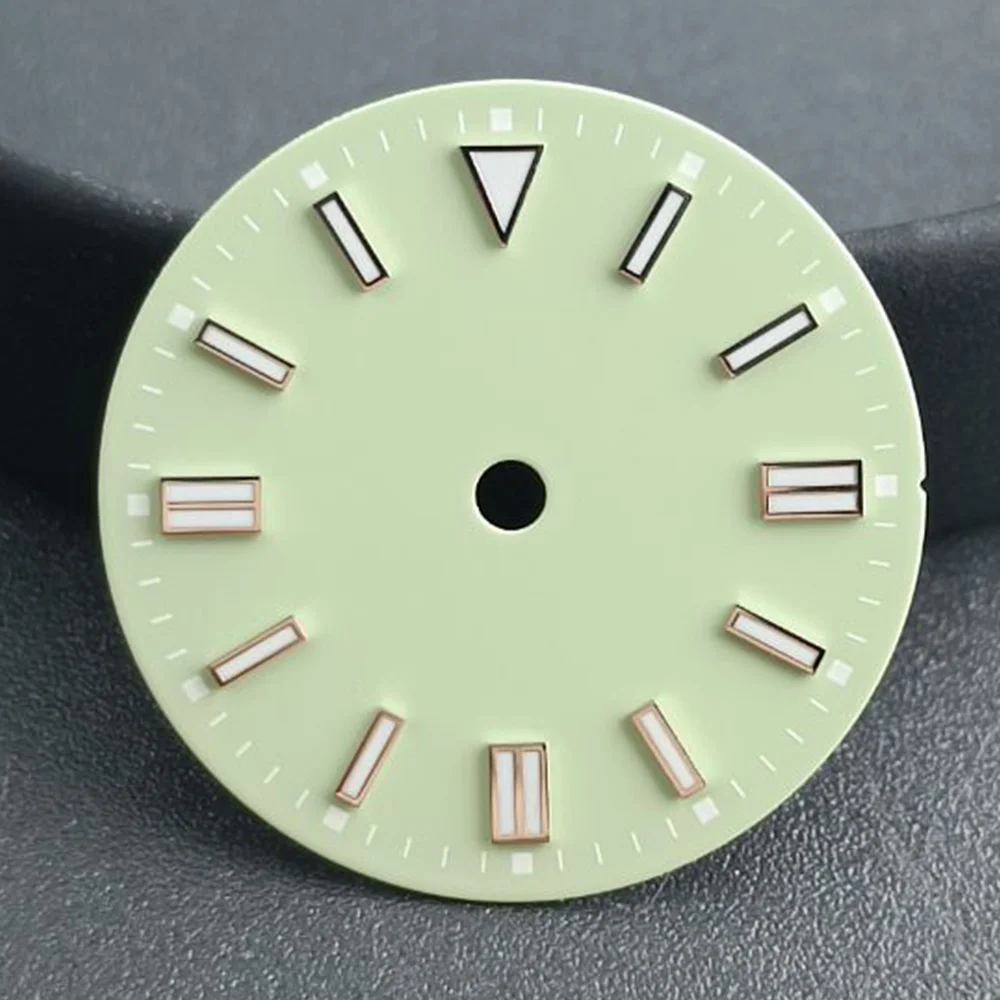 

Циферблат часов диаметром 28,5 мм, зеленый светящийся циферблат для NH35/NH36, аксессуары для часового механизма, детали часов для наручных часов