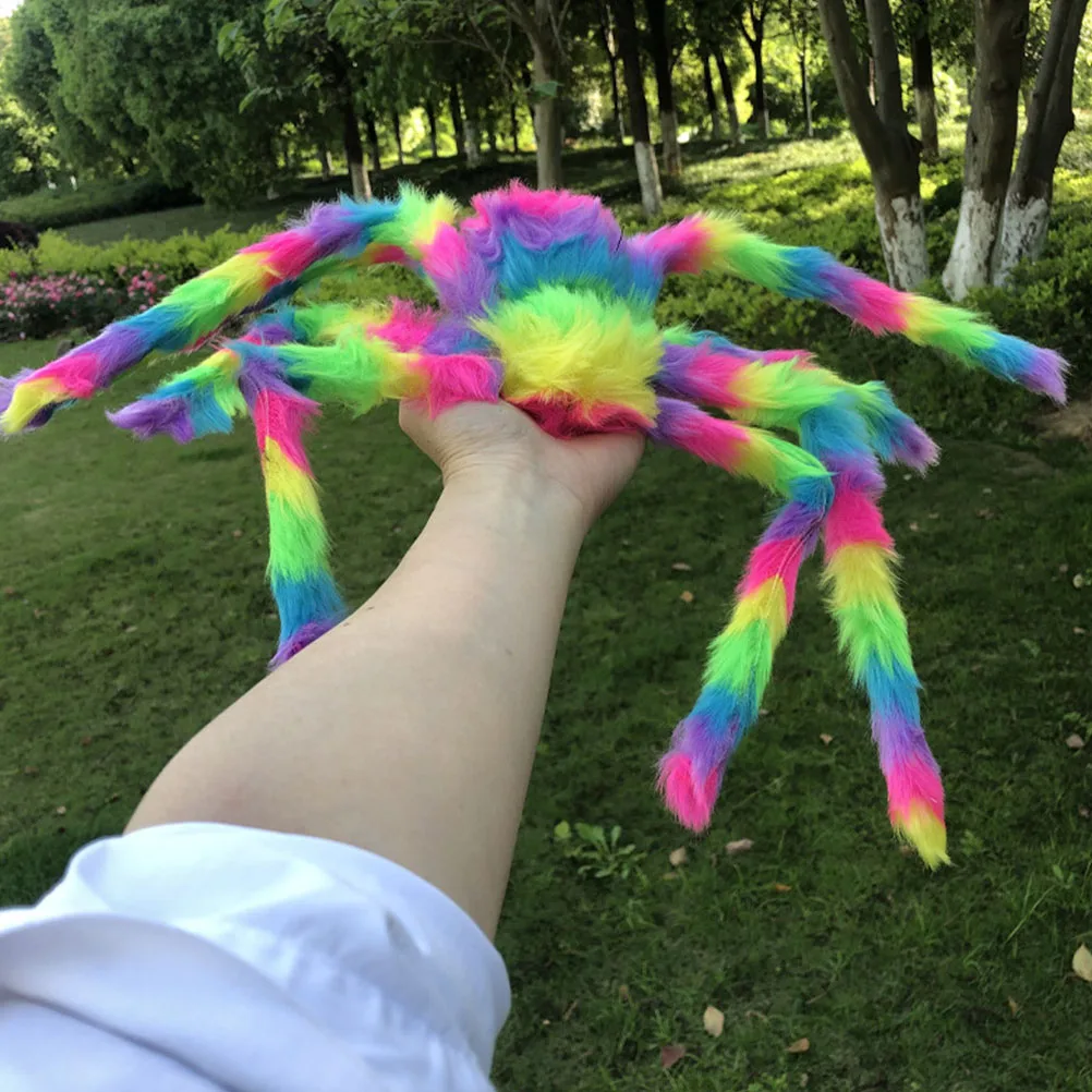 

Colorful Decorations Halloween Party Layout Prop Large Fake Simulation Spider Haunted House Supplies Cloth Spider Decorative