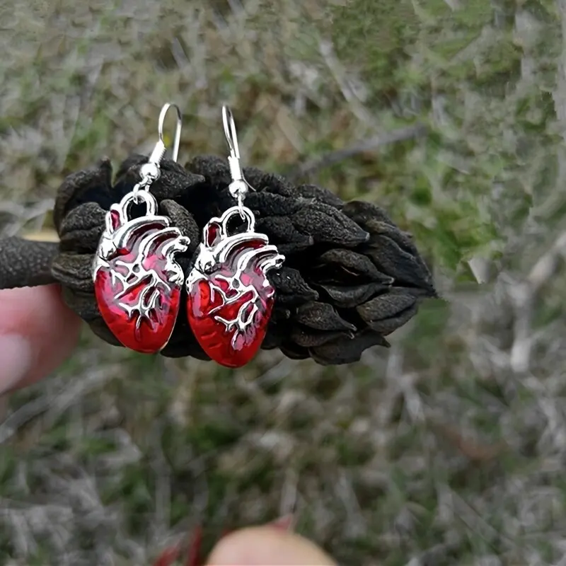 Gothic red bloody Organ Anatomical Heart Earrings cute halloween Body Part dangle Earrings party jewelry