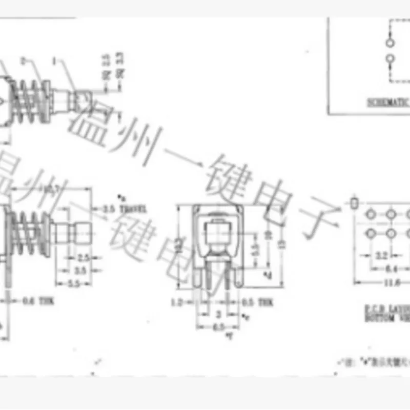 10PCS PS-22F02 03 파란색 자동 잠금 6 핀 푸시 버튼 전원 스위치 캡